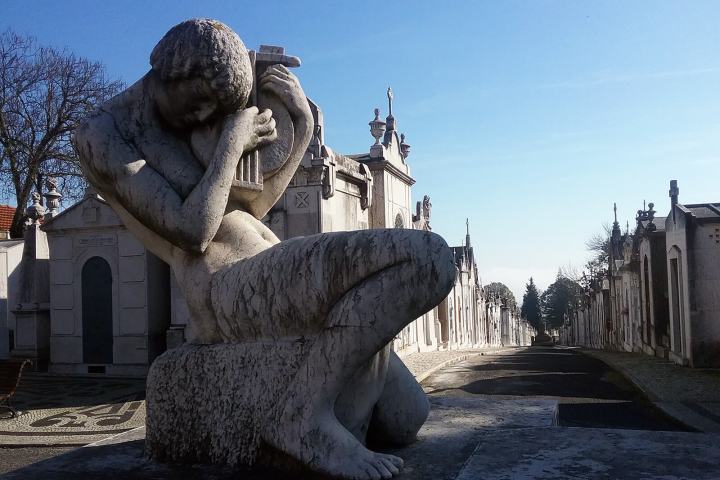 A statue in a cemetery in Lisbon
